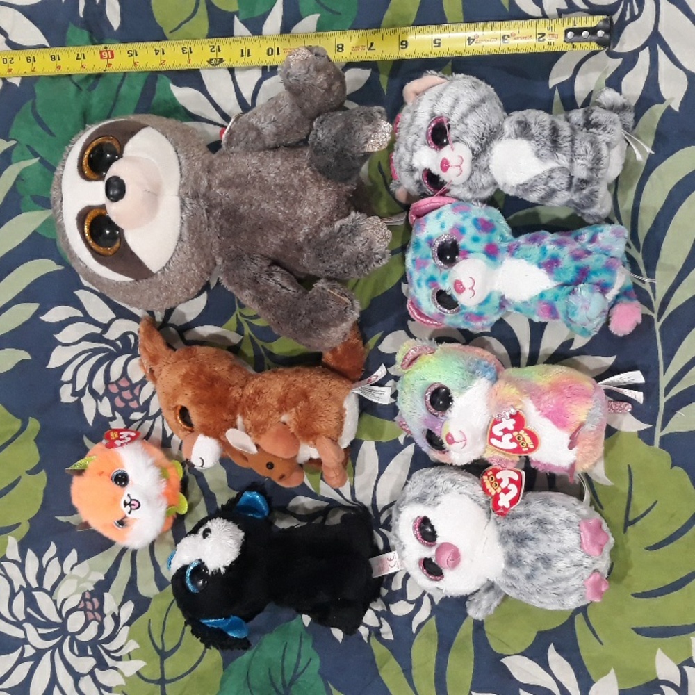 Lot of 9 Ty Beanie Boos and Beanie Balls plush toys